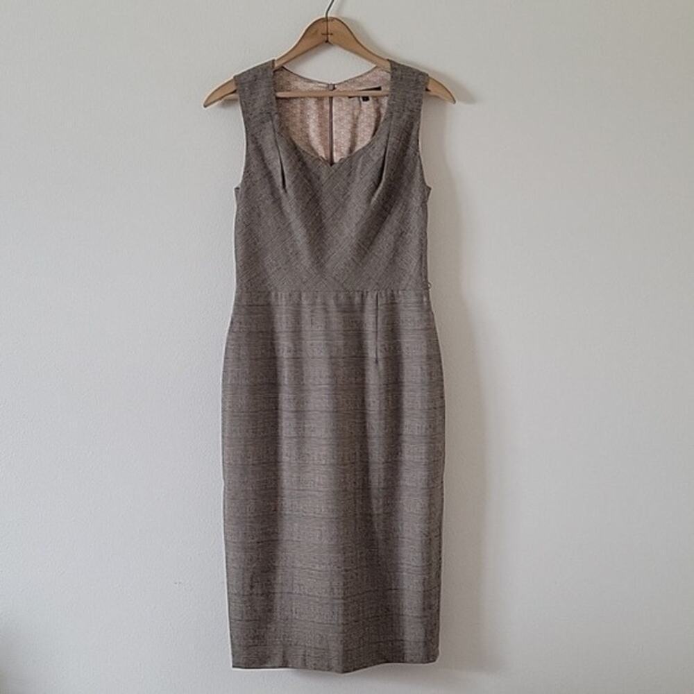 David‎ Meister Brown Tan Plaid Wool Sheath Dress Size 6